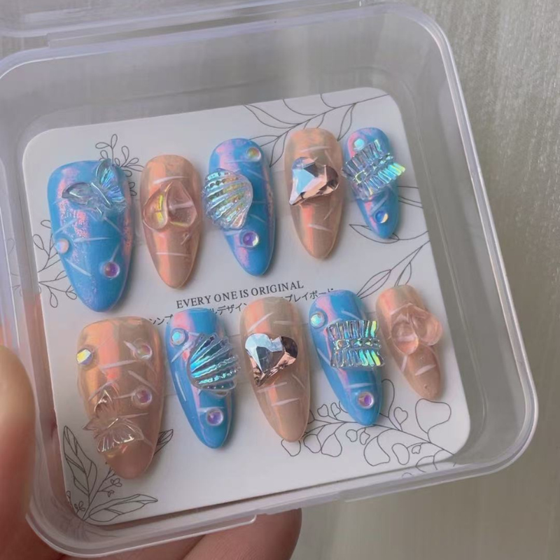 Almond style press on nails 21