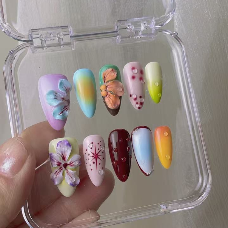 Almond 3d style nails No.23