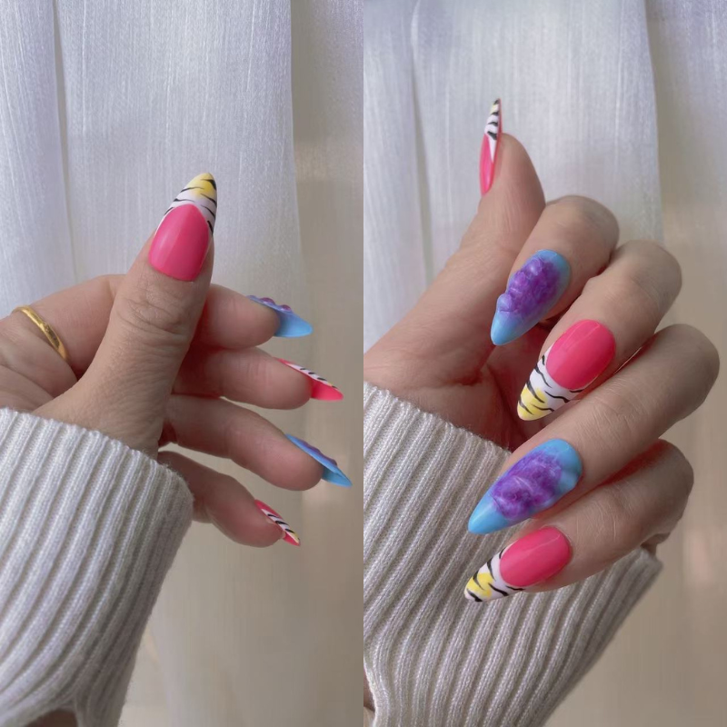 Almond 3d style nails 52