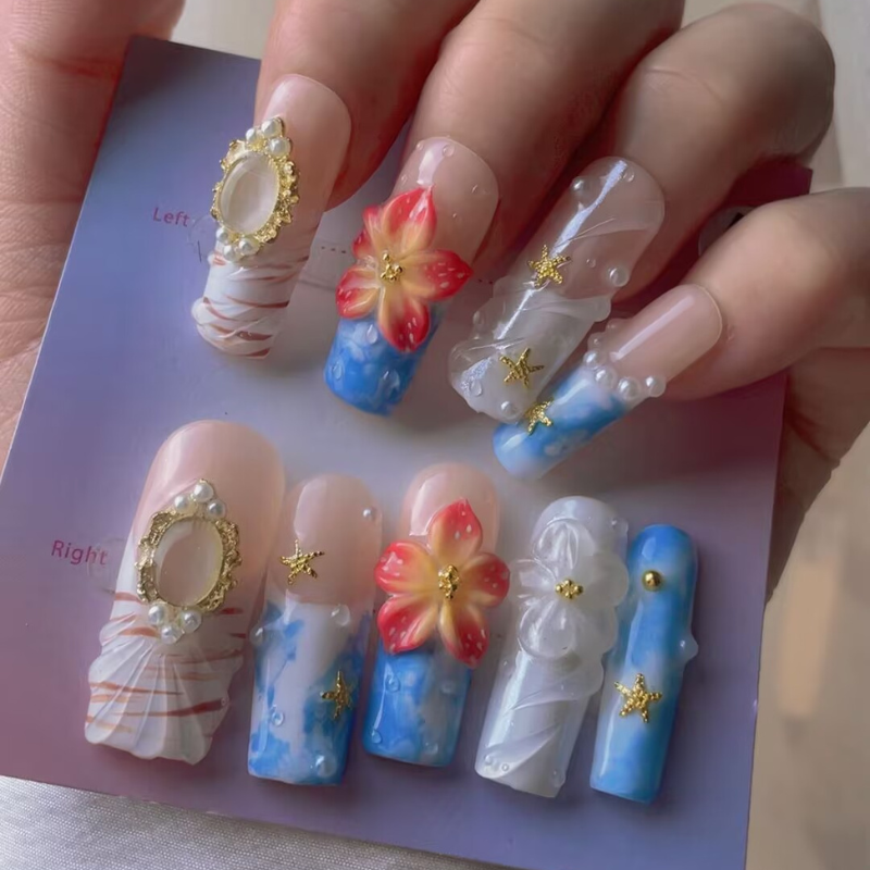 Handmade nails Square Shape Nails 108