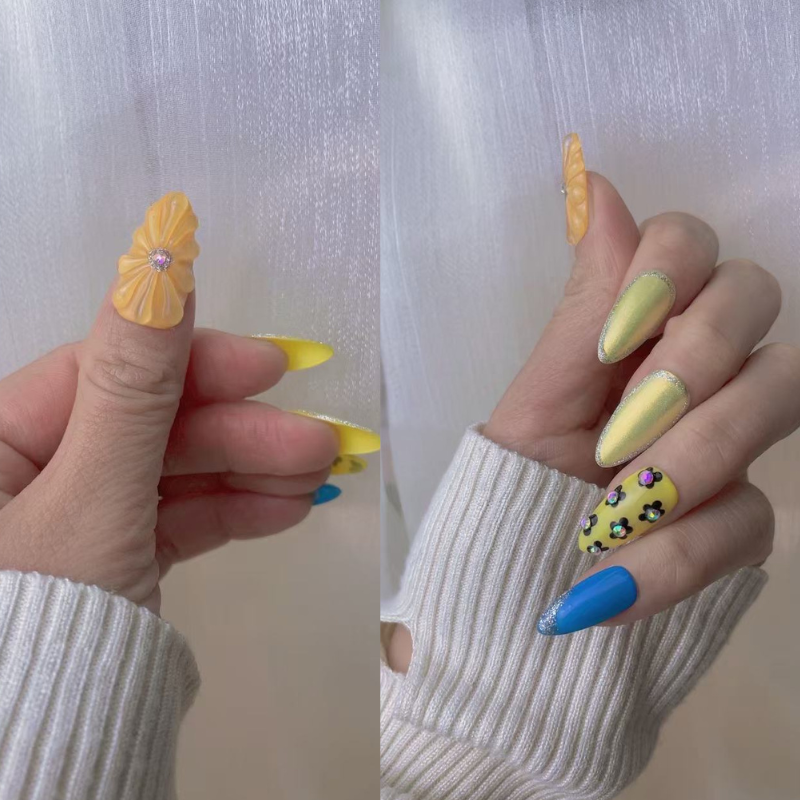 Almond 3d style nails 53