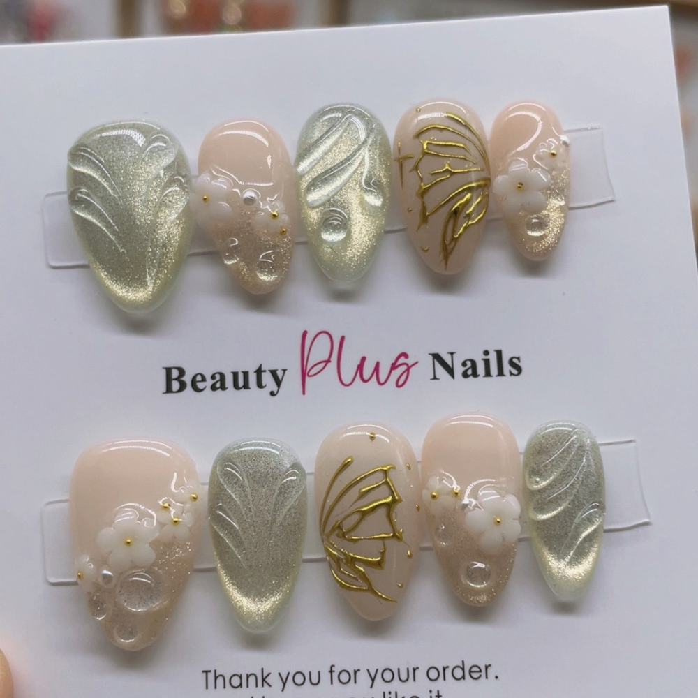 Almond style press on nails 02