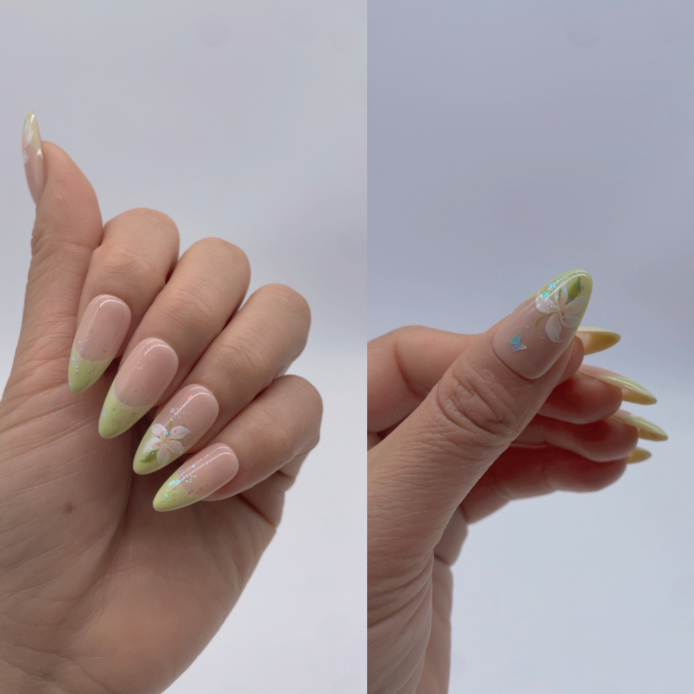 Handmade Almond-Shaped Cartoon Kitty press on nails No.80