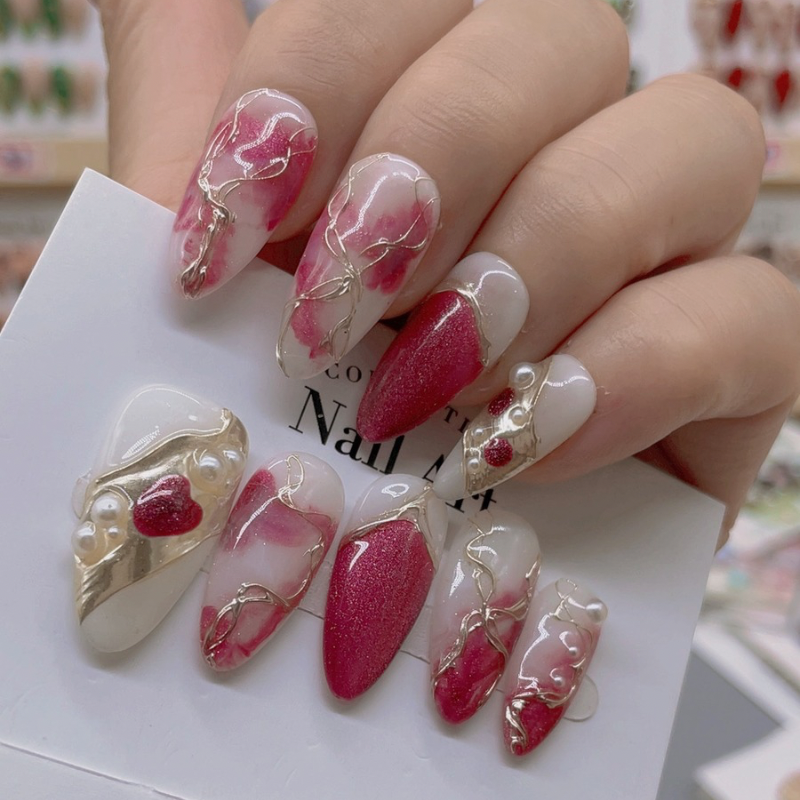 Marbling Pearl Press On Nails
