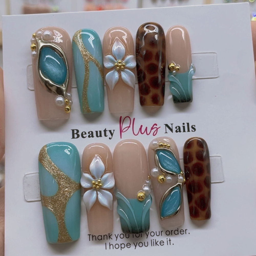 Handmade nails Square Shape Nails 107