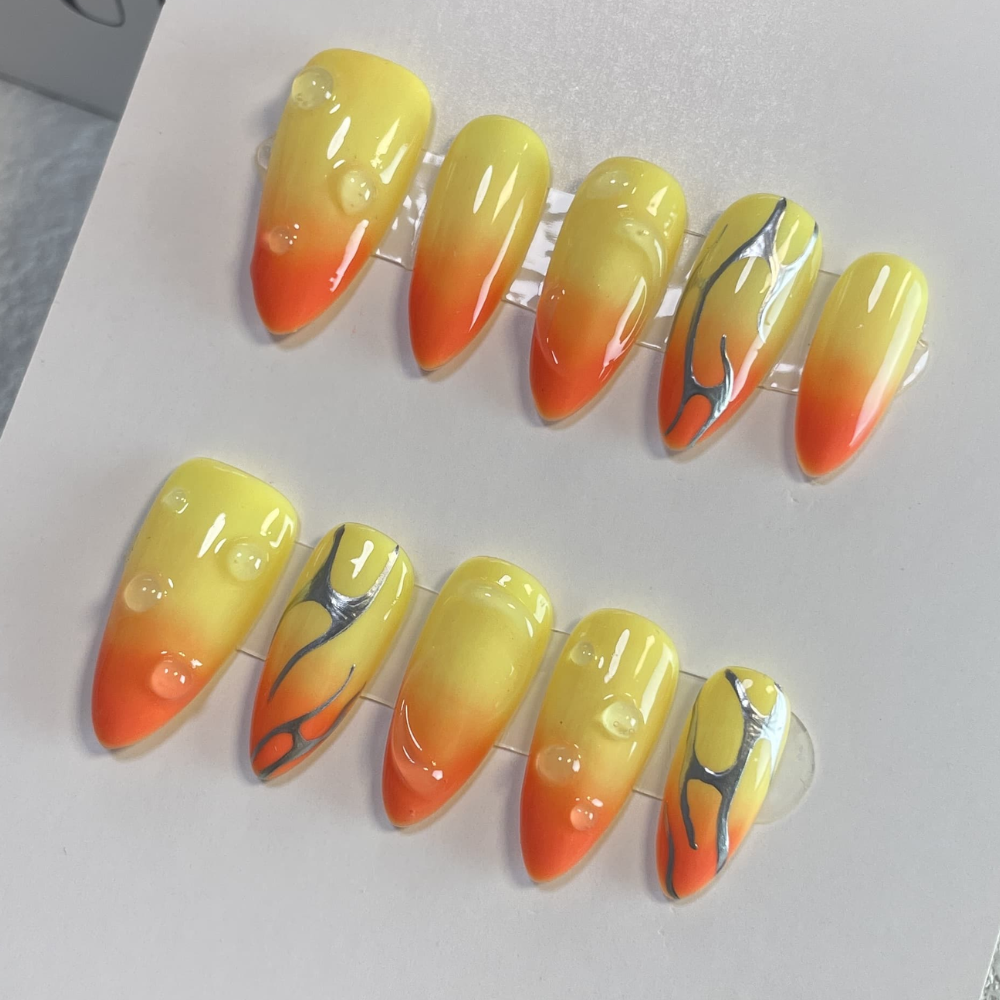 Almond 3d style nails 47