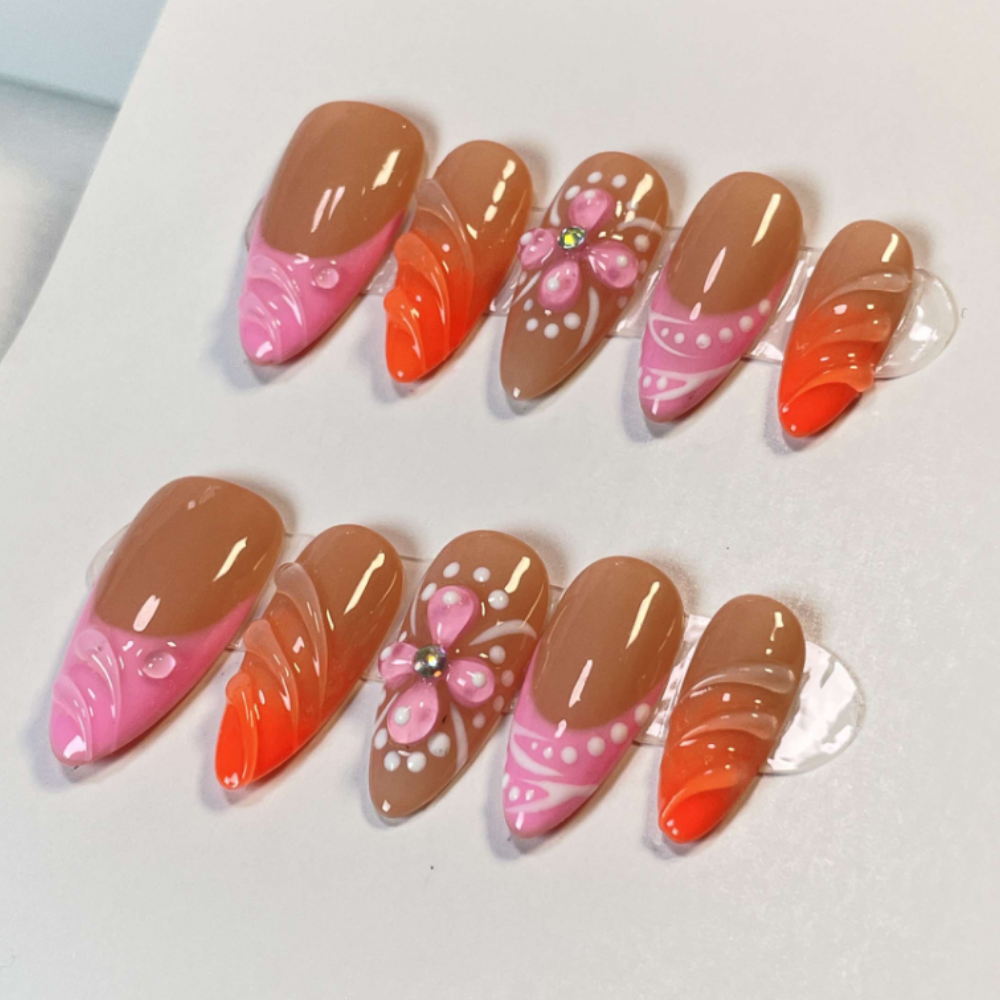Almond 3d style nails 51