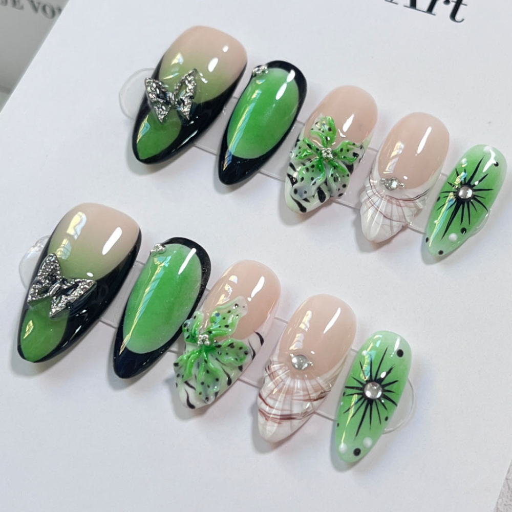 Almond 3d style nails 65