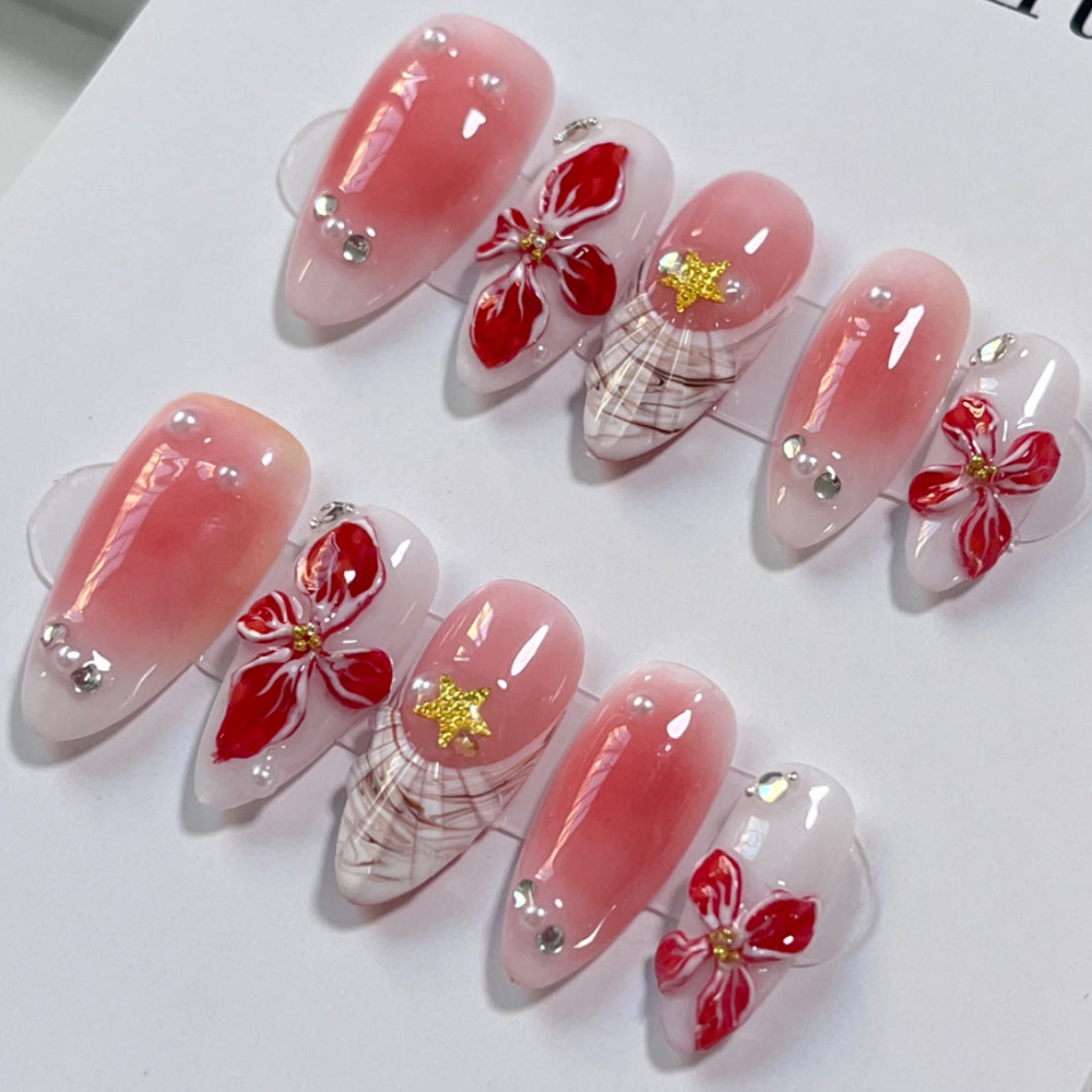 Almond 3d style nails 66